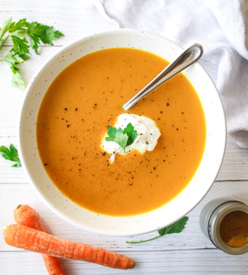 Roasted Carrot Soup with Ginger (Vegan)