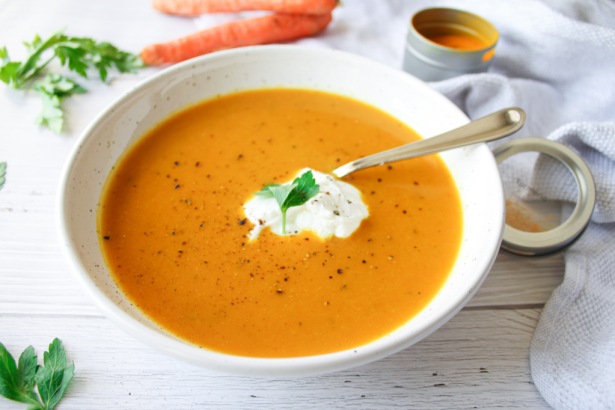 Roasted Carrot Soup with Ginger (Vegan)